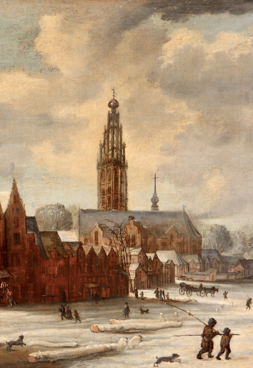 Circle Of Frans De Momper (1607 - 1660), A Winter View Of The City Of Breda-photo-4
