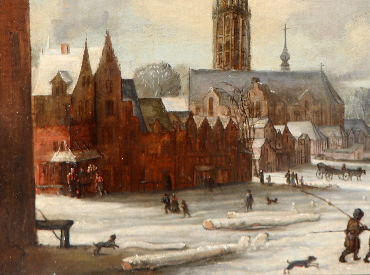 Circle Of Frans De Momper (1607 - 1660), A Winter View Of The City Of Breda-photo-2