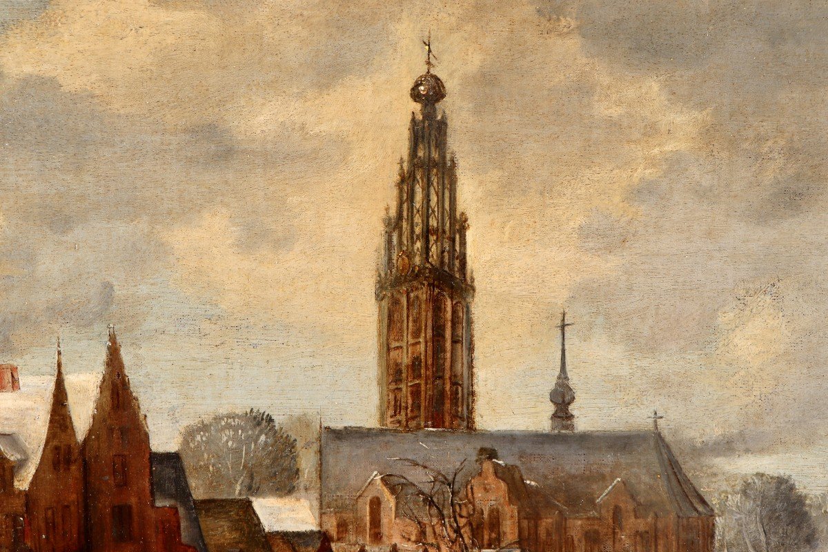 Circle Of Frans De Momper (1607 - 1660), A Winter View Of The City Of Breda-photo-3
