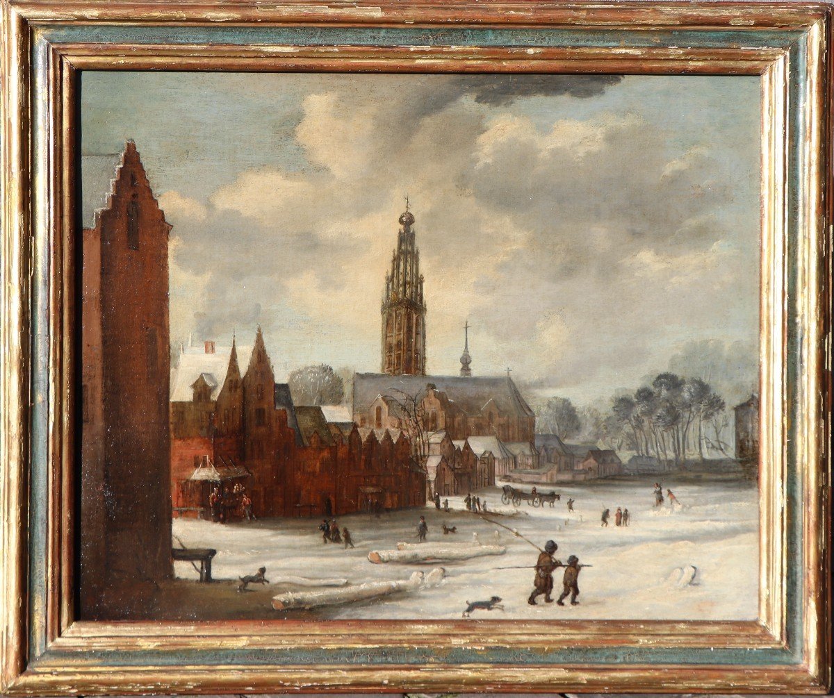Circle Of Frans De Momper (1607 - 1660), A Winter View Of The City Of Breda