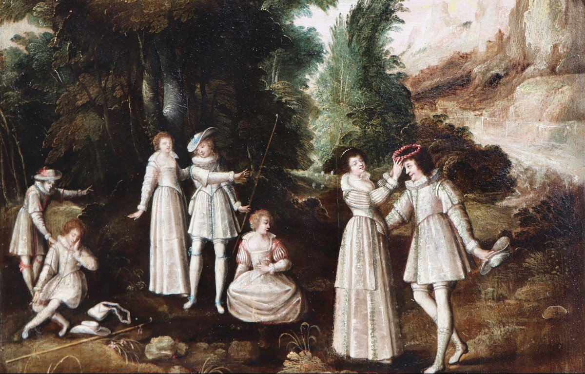 Anonymous French Painter From The First Half Of The 17th C, The Crowning Of A Poet (?)-photo-3