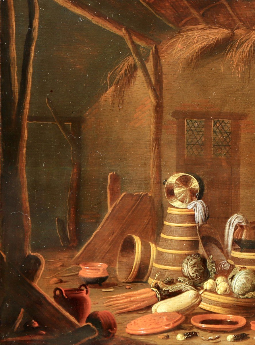 Jan Spanjaert (1589/90 - Around 1655), Barn Interior With Kitchen Utensils-photo-2