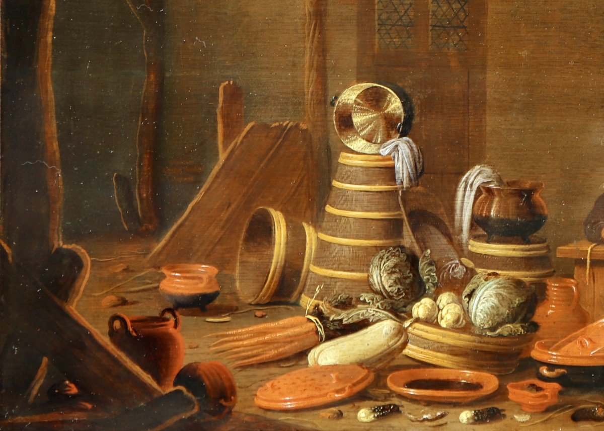 Jan Spanjaert (1589/90 - Around 1655), Barn Interior With Kitchen Utensils-photo-5