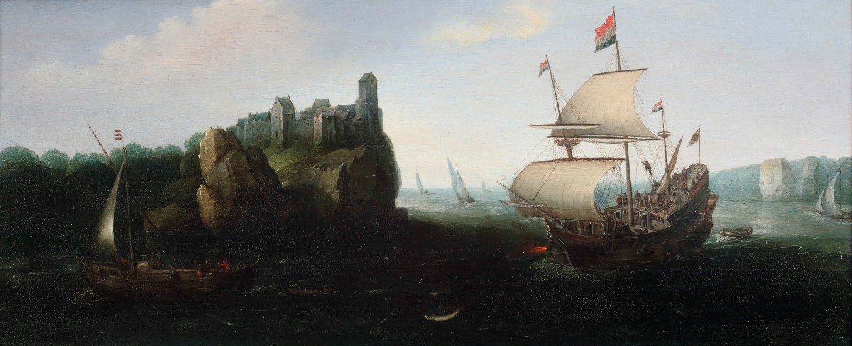 Cornelis Hendricksz. Vroom (1591/92 - 1661),  A Dutch Ship Firing A Salute-photo-1