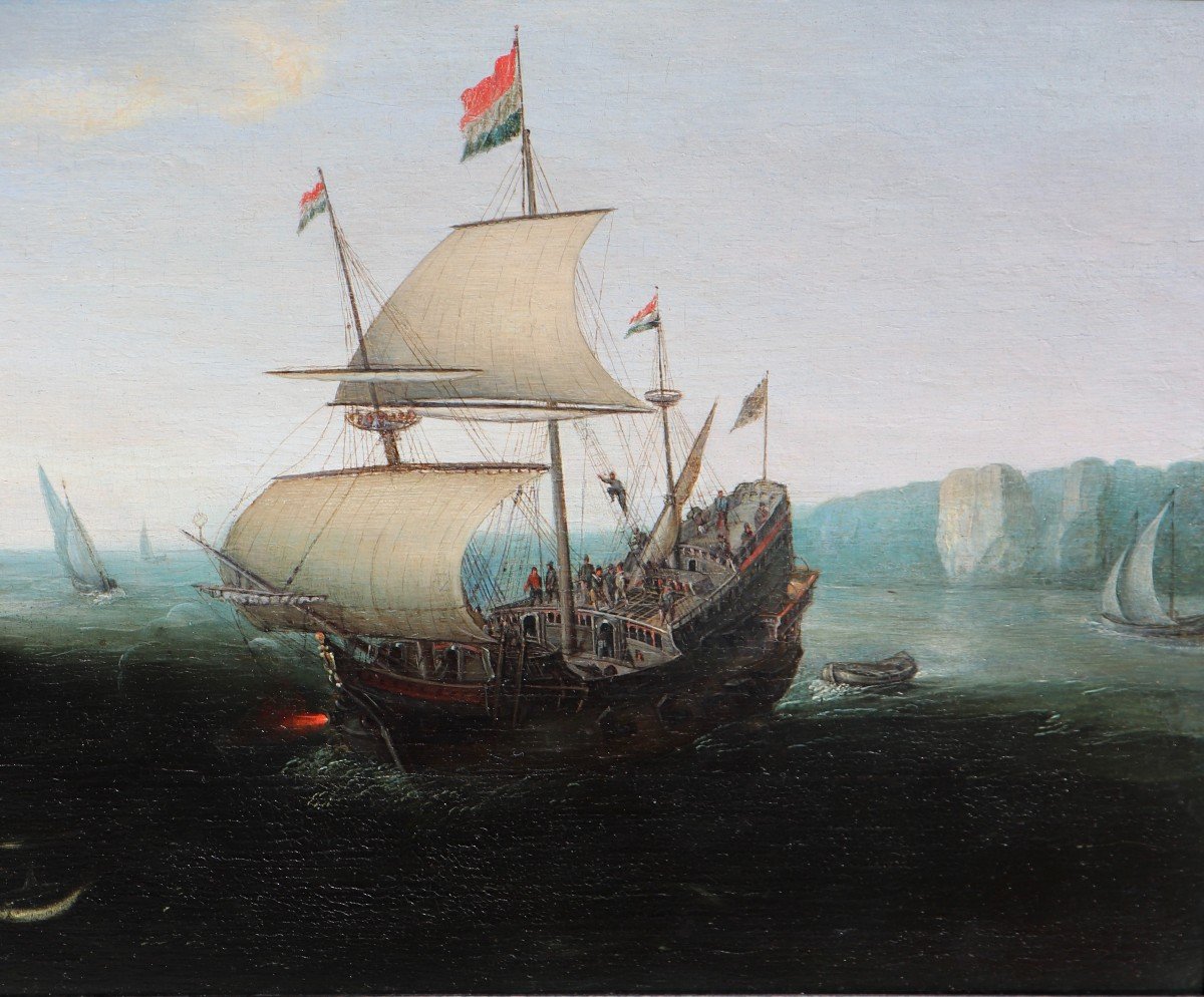 Cornelis Hendricksz. Vroom (1591/92 - 1661),  A Dutch Ship Firing A Salute-photo-4