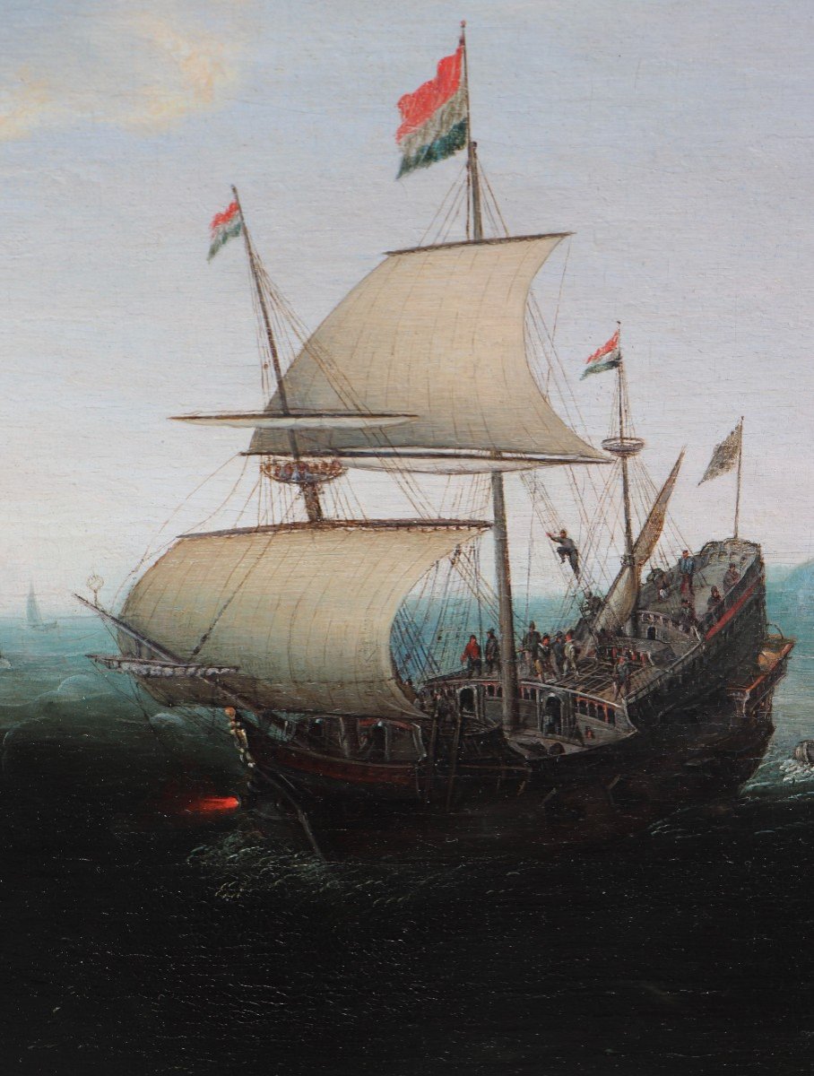 Cornelis Hendricksz. Vroom (1591/92 - 1661),  A Dutch Ship Firing A Salute-photo-7