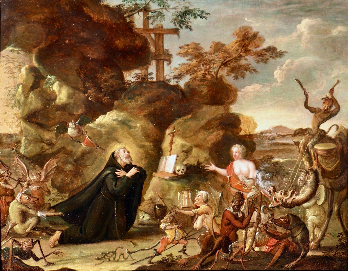 Attributed To Mathieu Van Helmont (1623 - After 1679), The Temptation Of Saint Anthony-photo-1