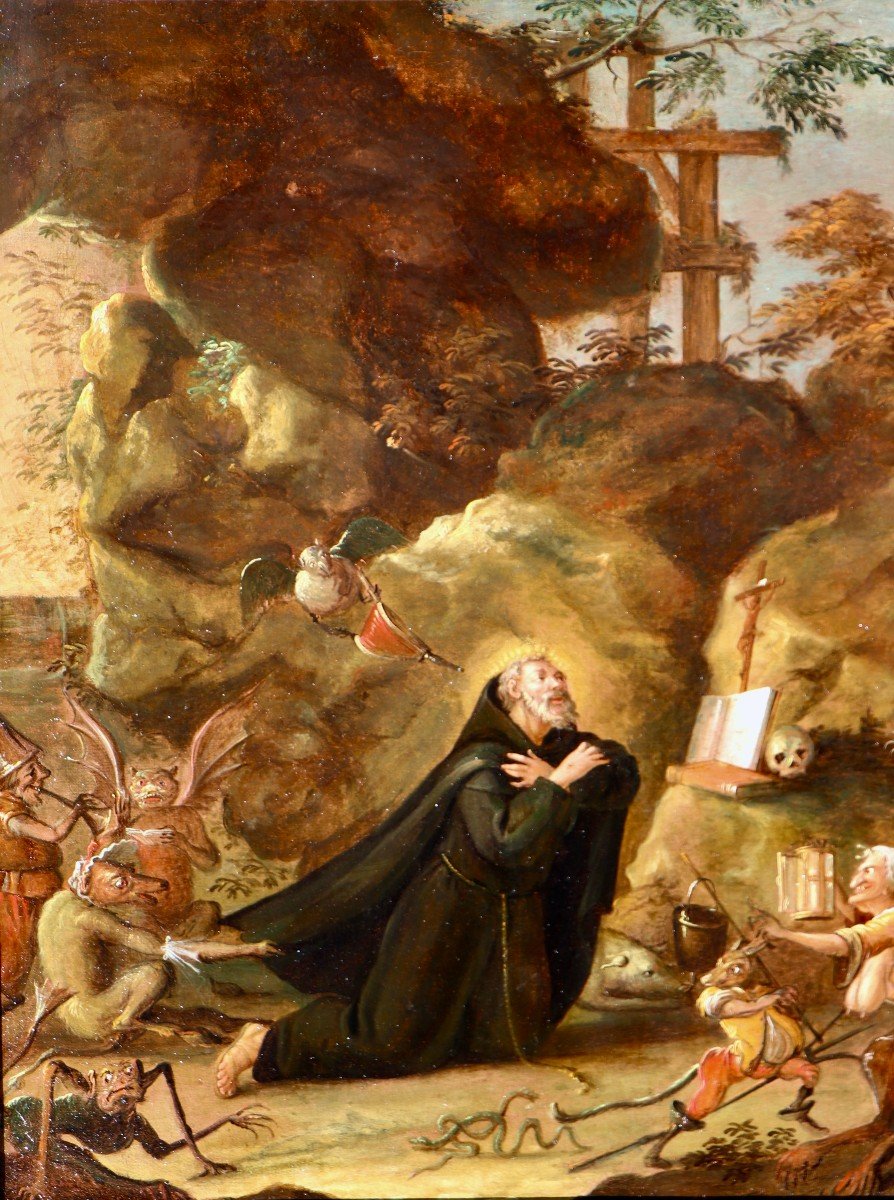 Attributed To Mathieu Van Helmont (1623 - After 1679), The Temptation Of Saint Anthony-photo-2