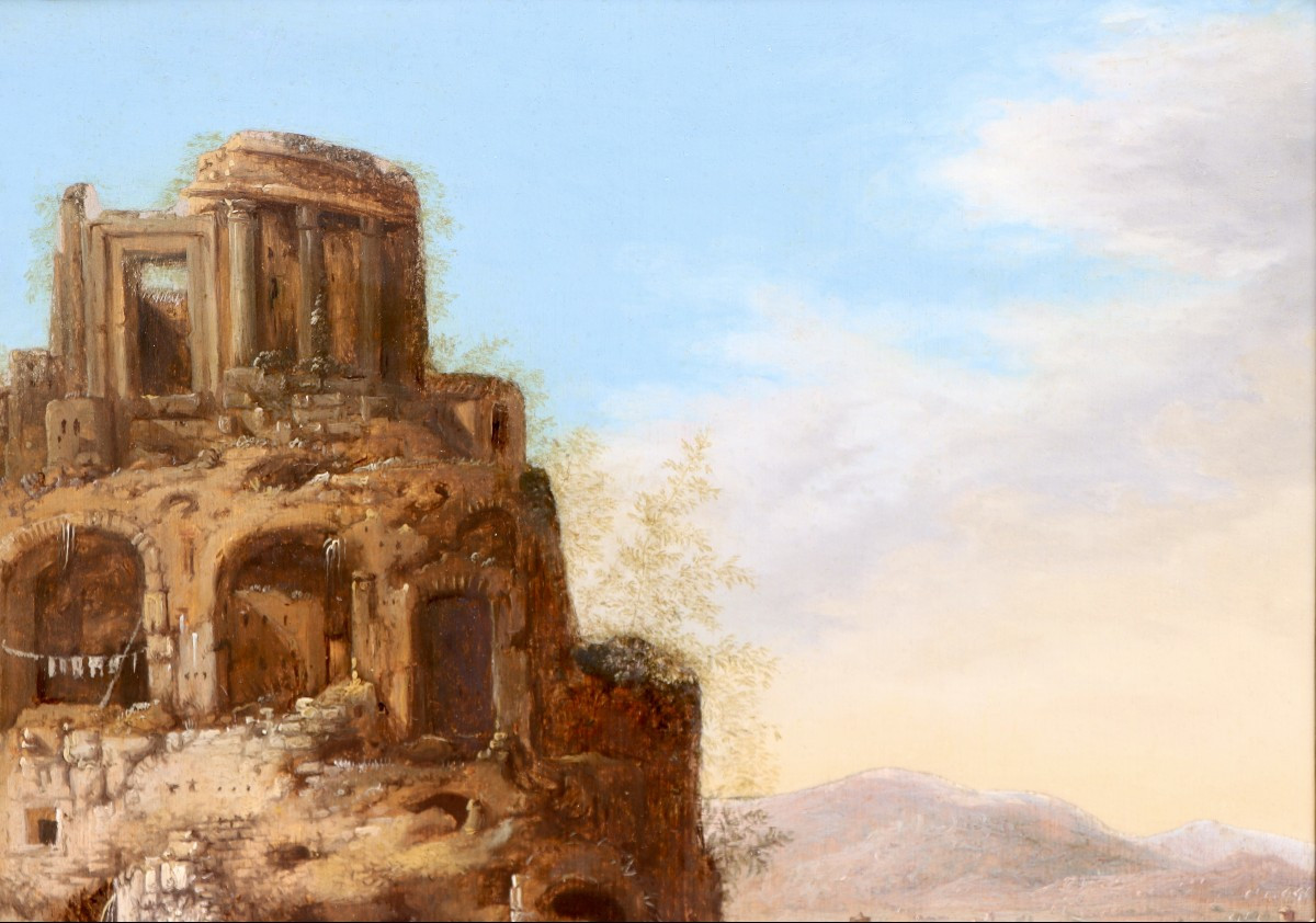 Dirck Verhaert (around 1610 - Around 1675), The Temple Of Vesta (or The Sibyl) At Tivoli-photo-2
