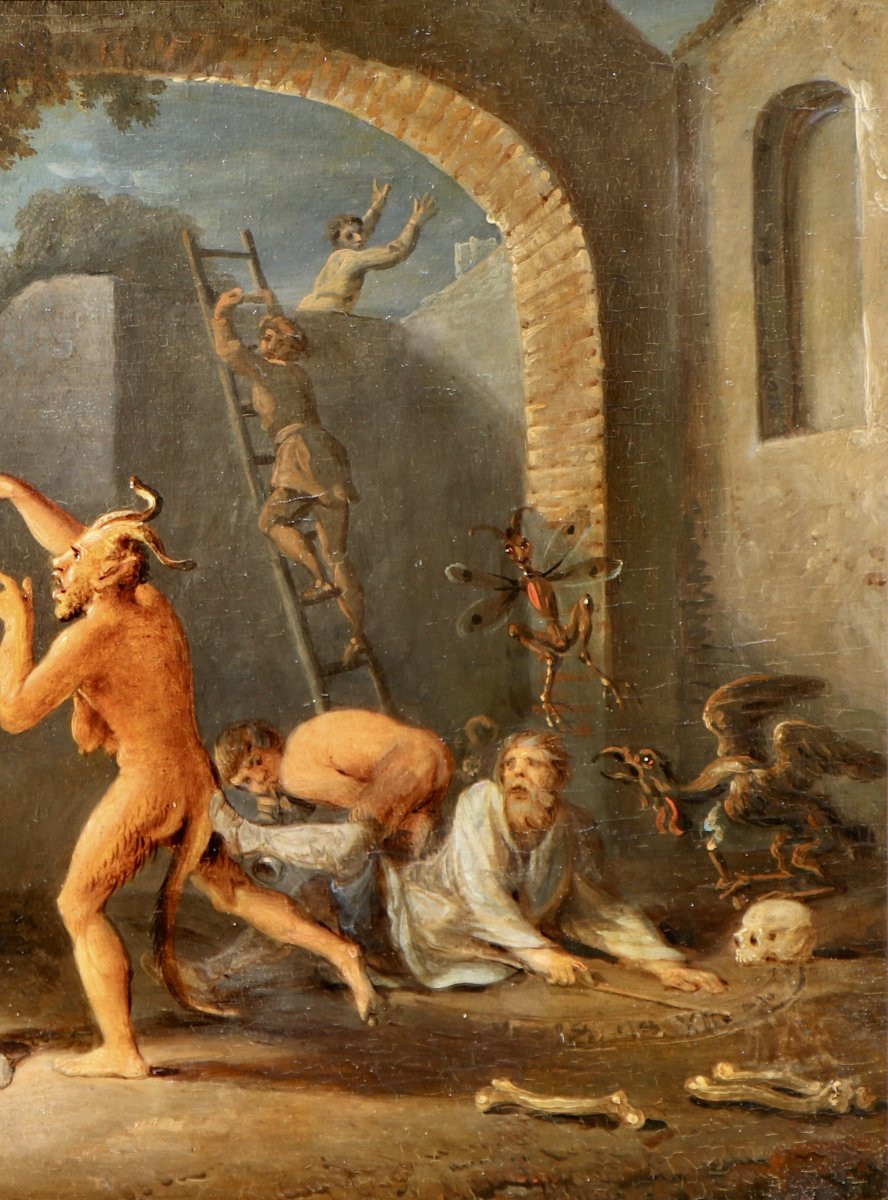 Attribué à  Cornelis Saftleven (1607 - 1681), Diables et monstres tourmentant trois hommes-photo-4