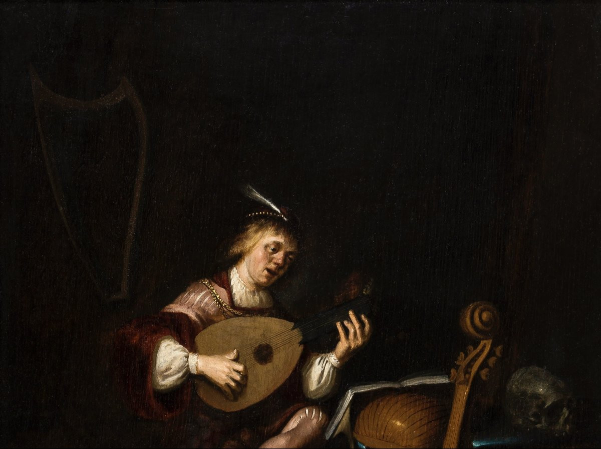 Attribué à Jacob van Spreeuwen (vers 1609/1611 - après 1650), Vanité avec un joueur de luth-photo-2