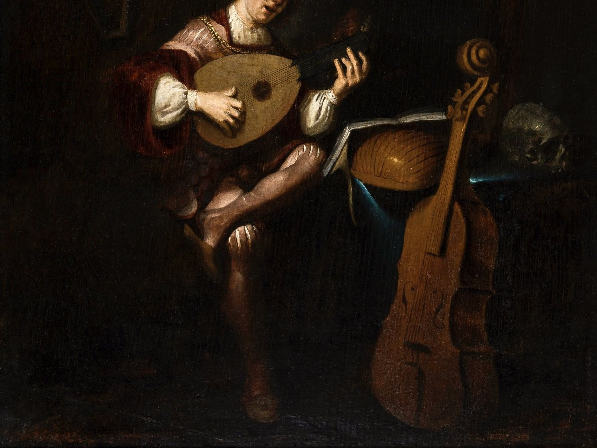 Attribué à Jacob van Spreeuwen (vers 1609/1611 - après 1650), Vanité avec un joueur de luth-photo-4