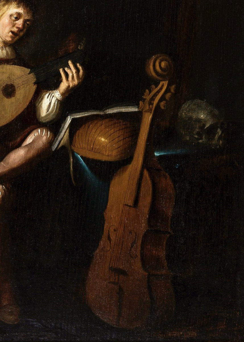 Attribué à Jacob van Spreeuwen (vers 1609/1611 - après 1650), Vanité avec un joueur de luth-photo-6