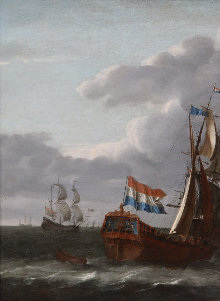 Attribué à Adam Silo (1674 - 1760), Navires hollandais -photo-2