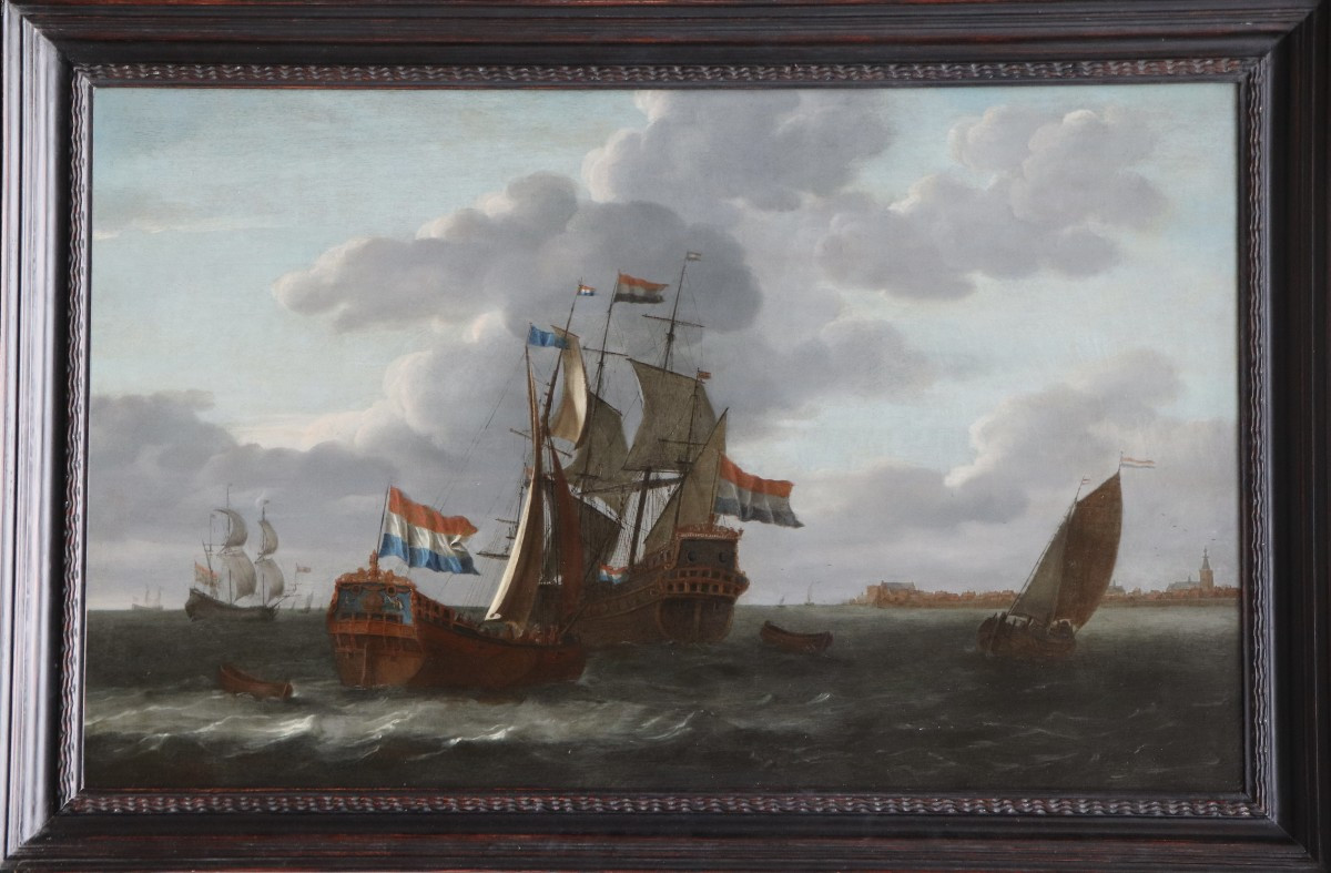 Attribué à Adam Silo (1674 - 1760), Navires hollandais 