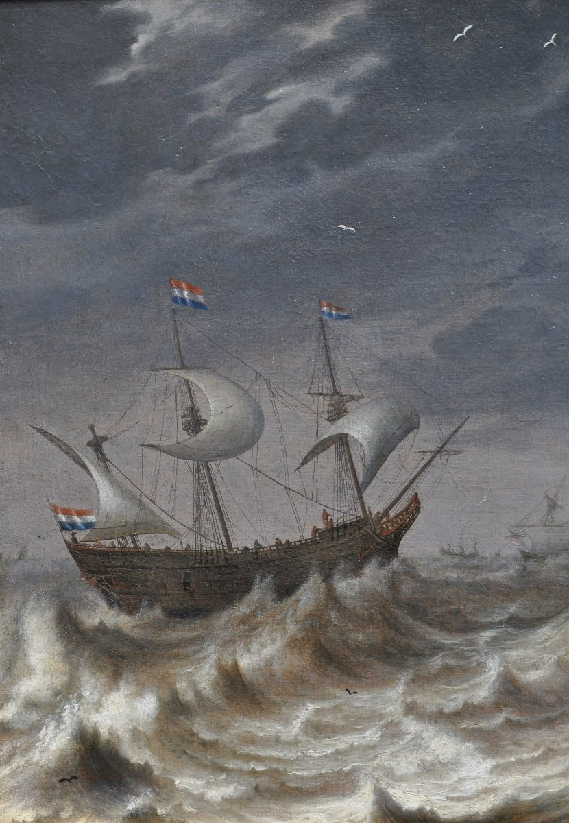 Pieter Mulier l'Ancien (17th century), Navires dans des eaux agitées-photo-1