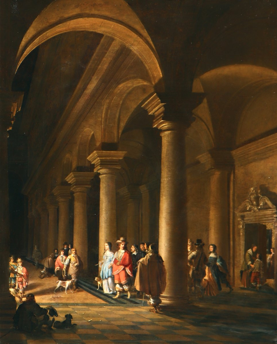 Anthonie de Lorme (vers 1610 - 1673), Intérieur d'église la nuit-photo-1