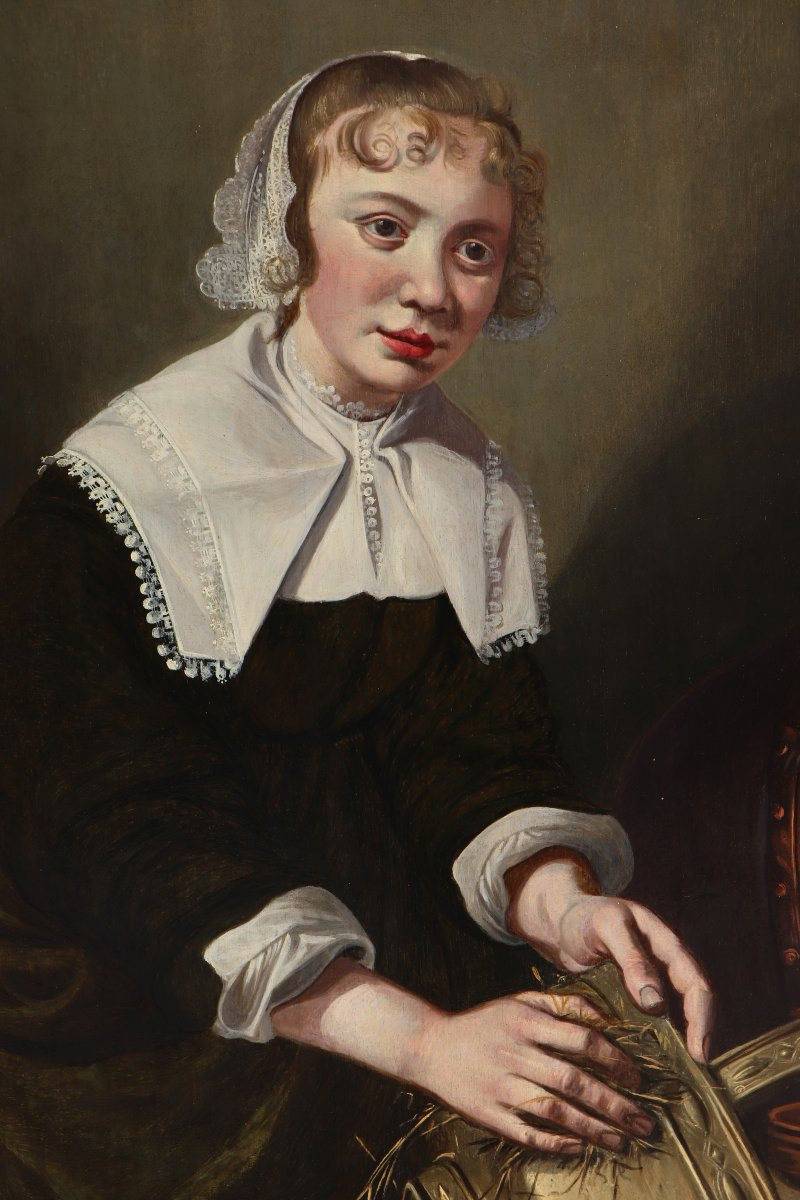 Willem van Odekercken (vers 1610 - 1677), Servante récurant un seau en laiton-photo-5