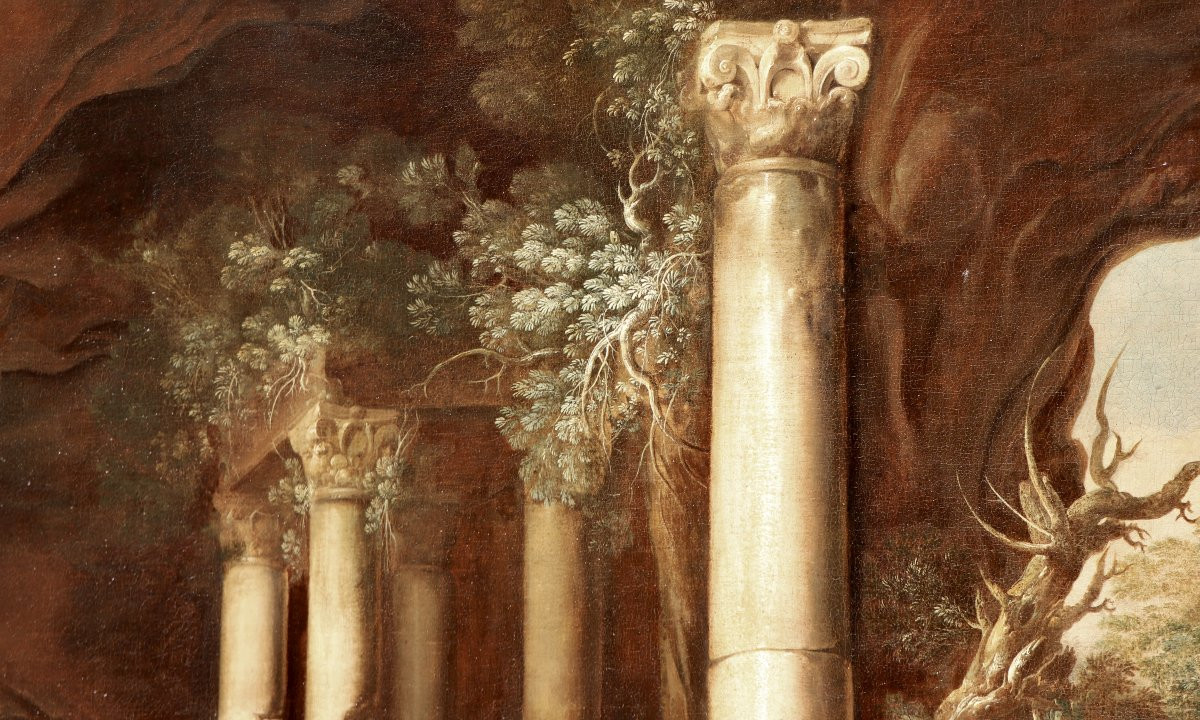 Charles de Hooch, Un dessinateur au milieu de monuments romains dans une grotte-photo-5