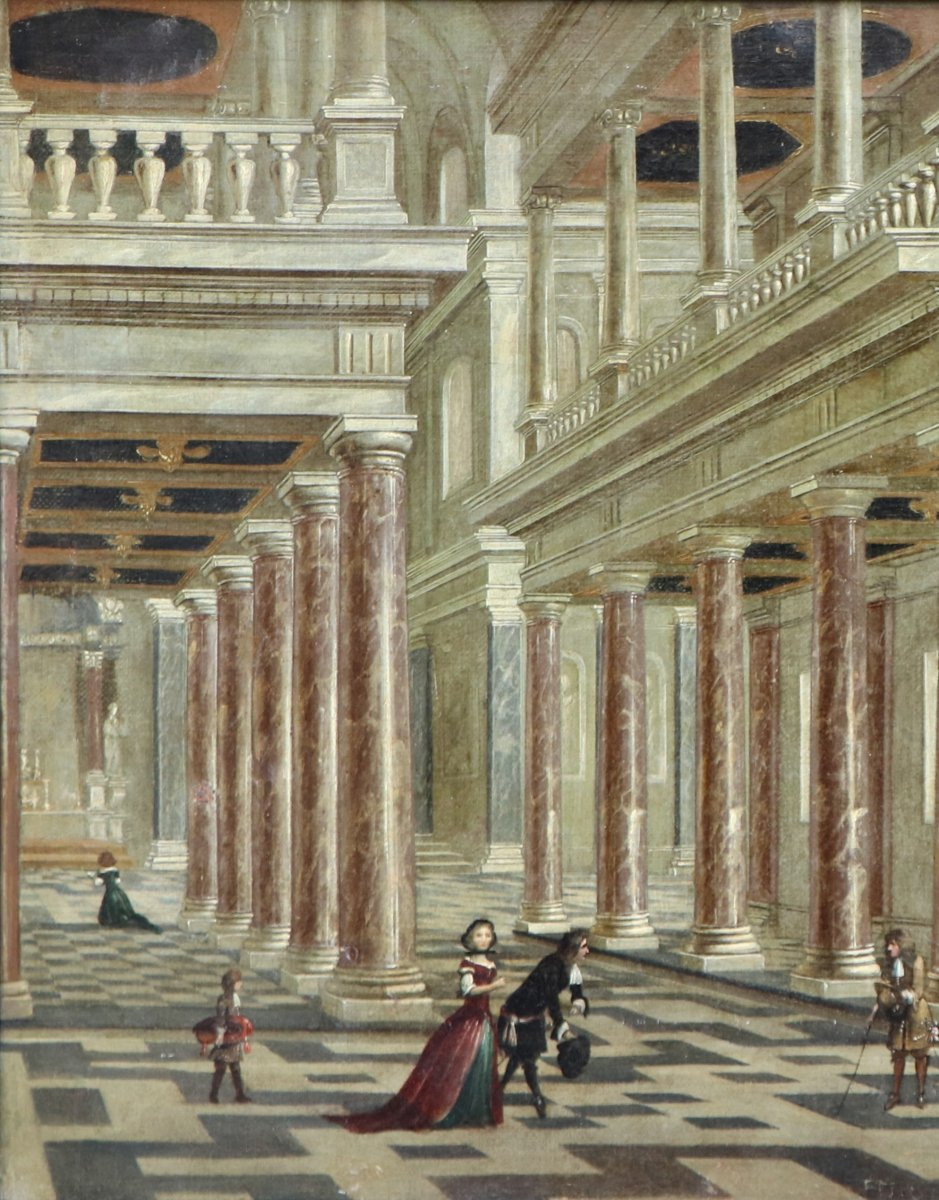 Attribué à Anton Gheringh (mort en 1668 à Anvers), Intérieur d'église-photo-2