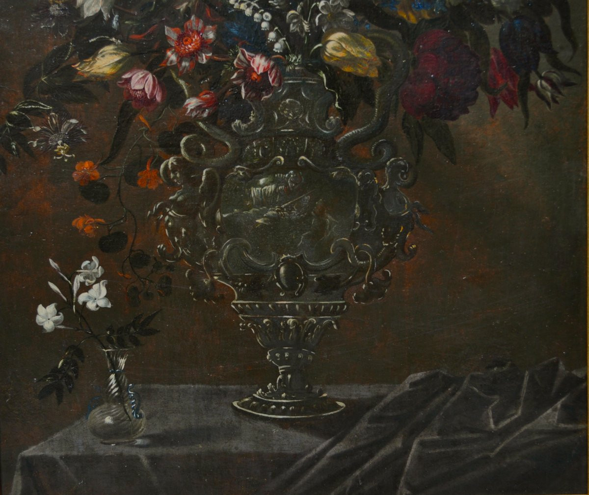Entourage Of Mario Nuzzi, (“mario Dei Fiori”), Still Life Of Flowers In A Silver Vase-photo-3