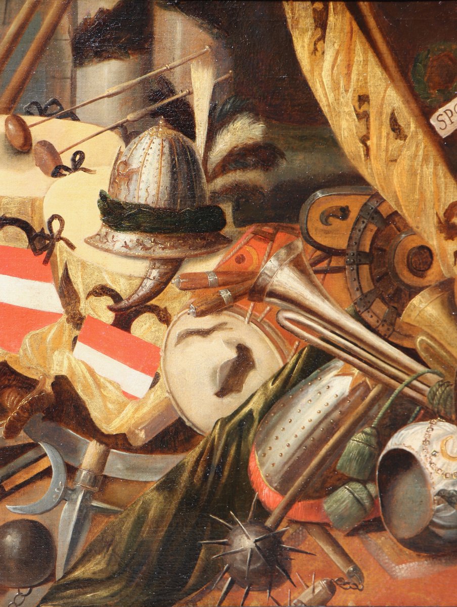 Peintre anonyme de la fin du 17e S., Nature morte commémorant la Bataille de Vienne en 1683-photo-3
