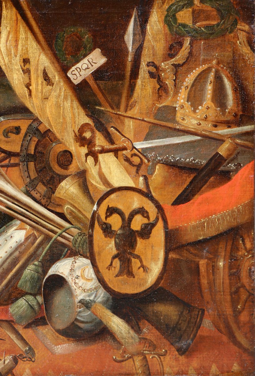Peintre anonyme de la fin du 17e S., Nature morte commémorant la Bataille de Vienne en 1683-photo-4