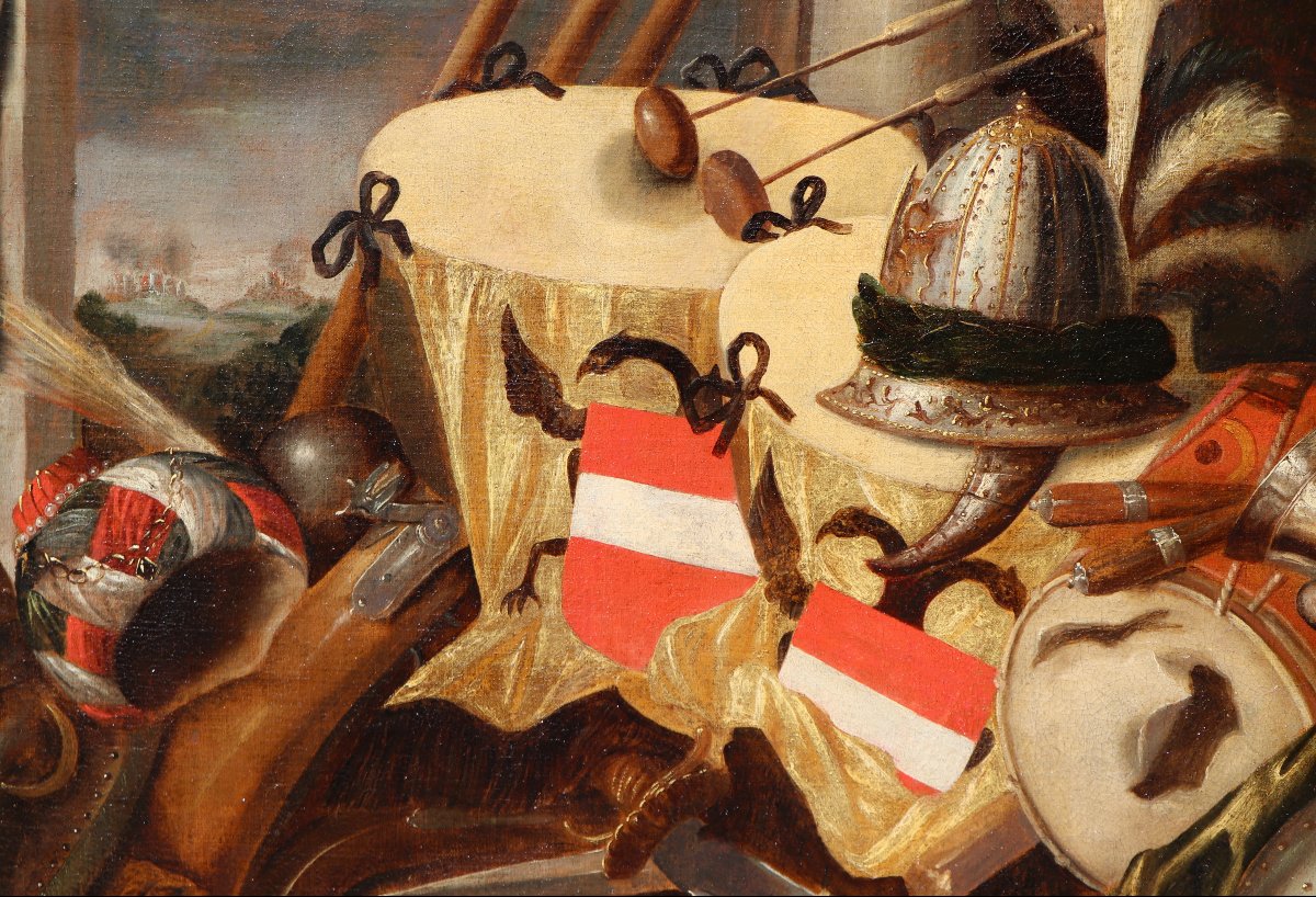 Peintre anonyme de la fin du 17e S., Nature morte commémorant la Bataille de Vienne en 1683-photo-5