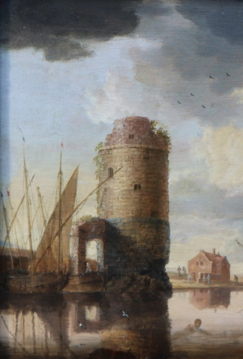 Bonaventura Peeters (1614 - 1652), Un groupe d'hommes d'origines diverses nageant dans un port-photo-2