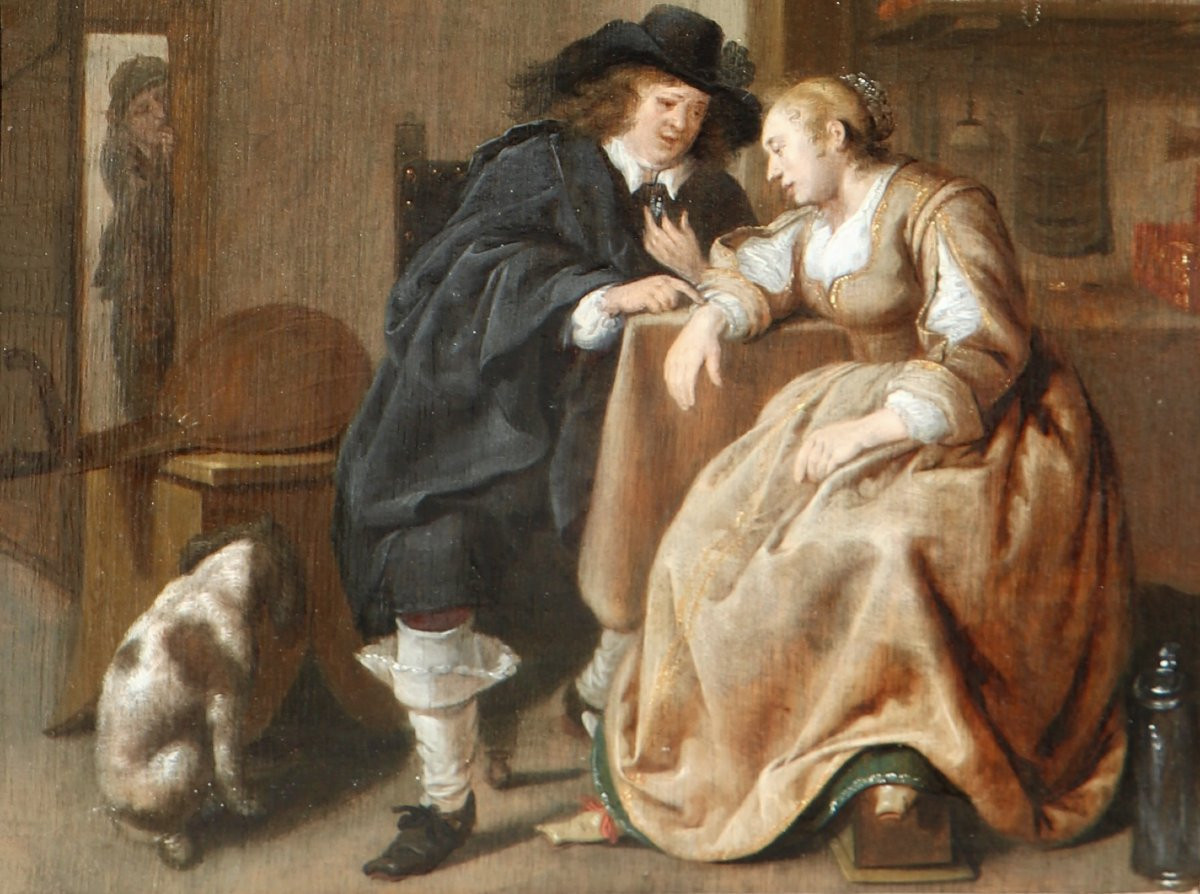 Jan Miense Molenaer (1609/10 - 1668), A Flirting Couple-photo-4