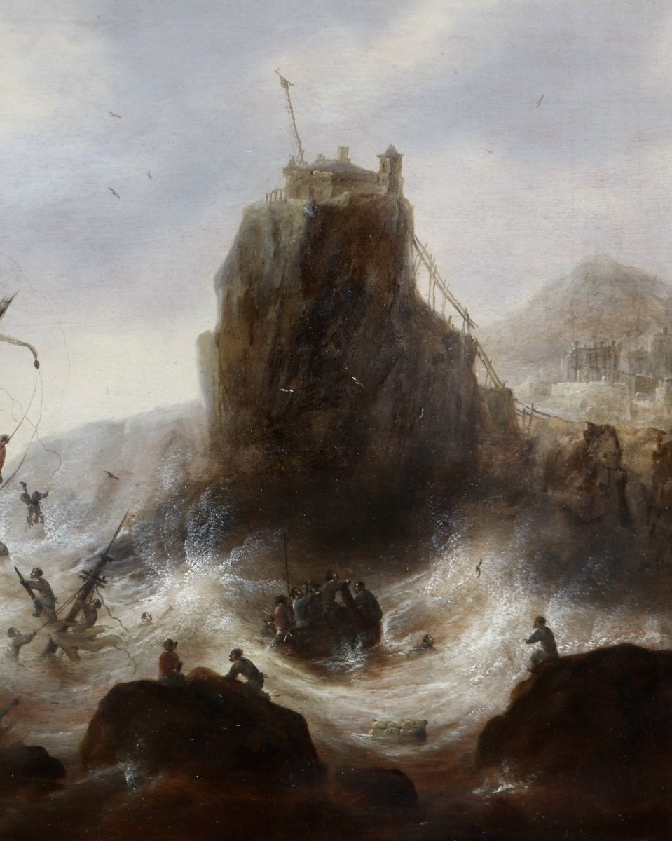 Jacob Bellevois (1620/21 - 1676), Three Ships Caught In A Violent Storm -photo-7