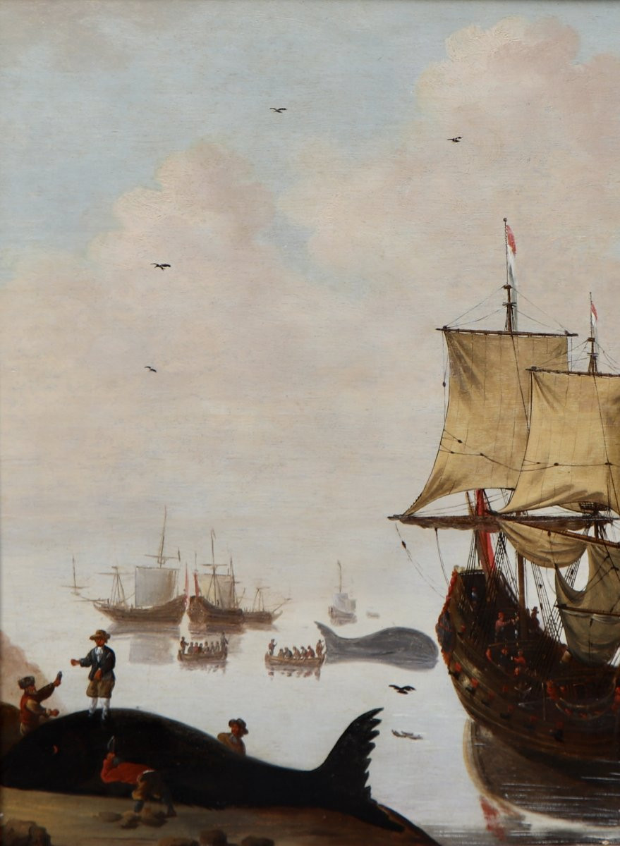 Peintre hollandais non identifié (milieu du XVIIe siècle), Baleiniers hollandais en Arctique-photo-2