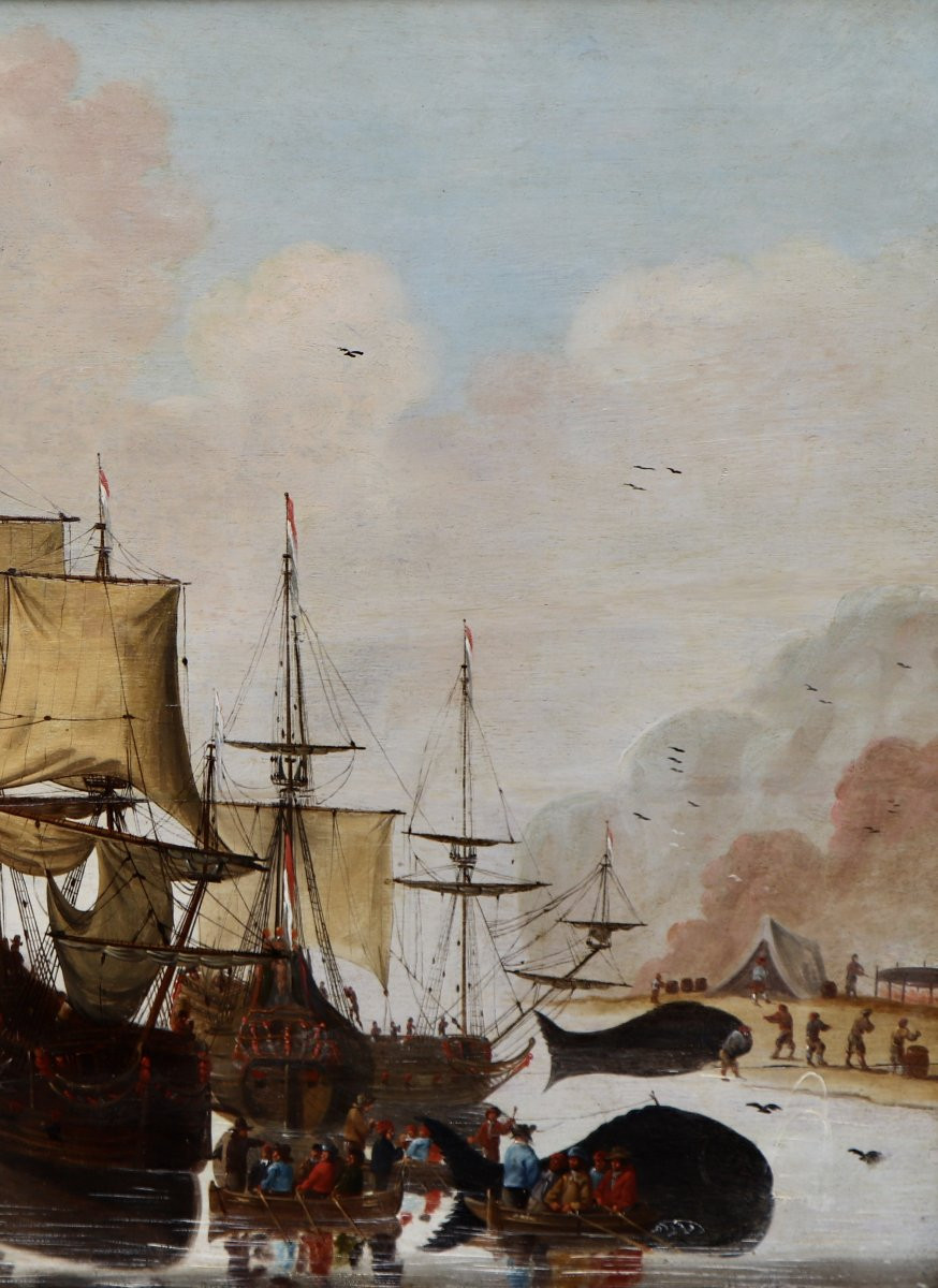 Peintre hollandais non identifié (milieu du XVIIe siècle), Baleiniers hollandais en Arctique-photo-4