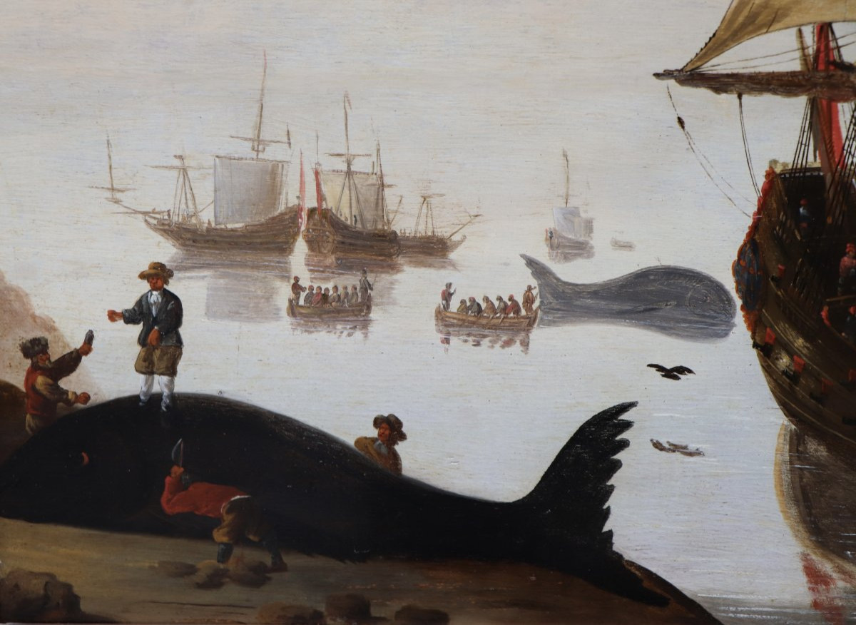Peintre hollandais non identifié (milieu du XVIIe siècle), Baleiniers hollandais en Arctique-photo-5