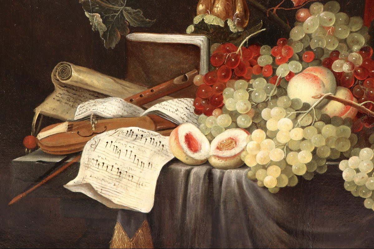 Attribué à W. Mertens (actif à Anvers 1650/1675), Nature morte opulente -photo-5