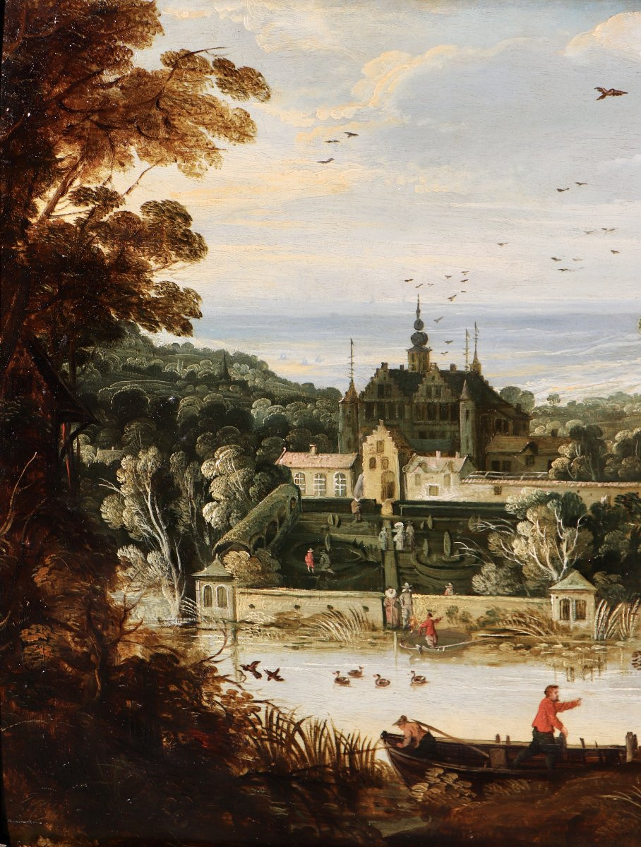 Attribué à Philippe de Momper l'Ancien (1598 - 1634), Paysage avec un palais-photo-2