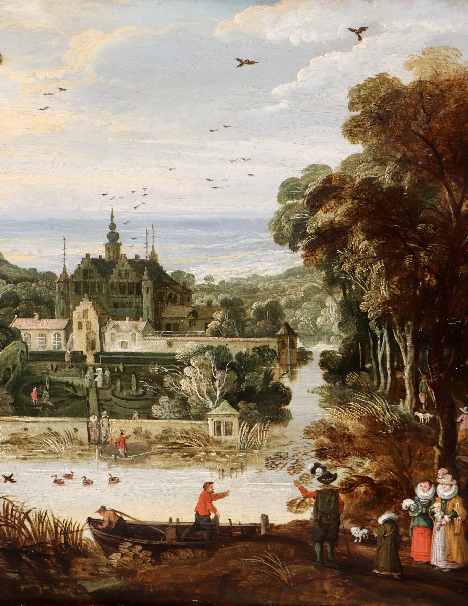 Attribué à Philippe de Momper l'Ancien (1598 - 1634), Paysage avec un palais-photo-3