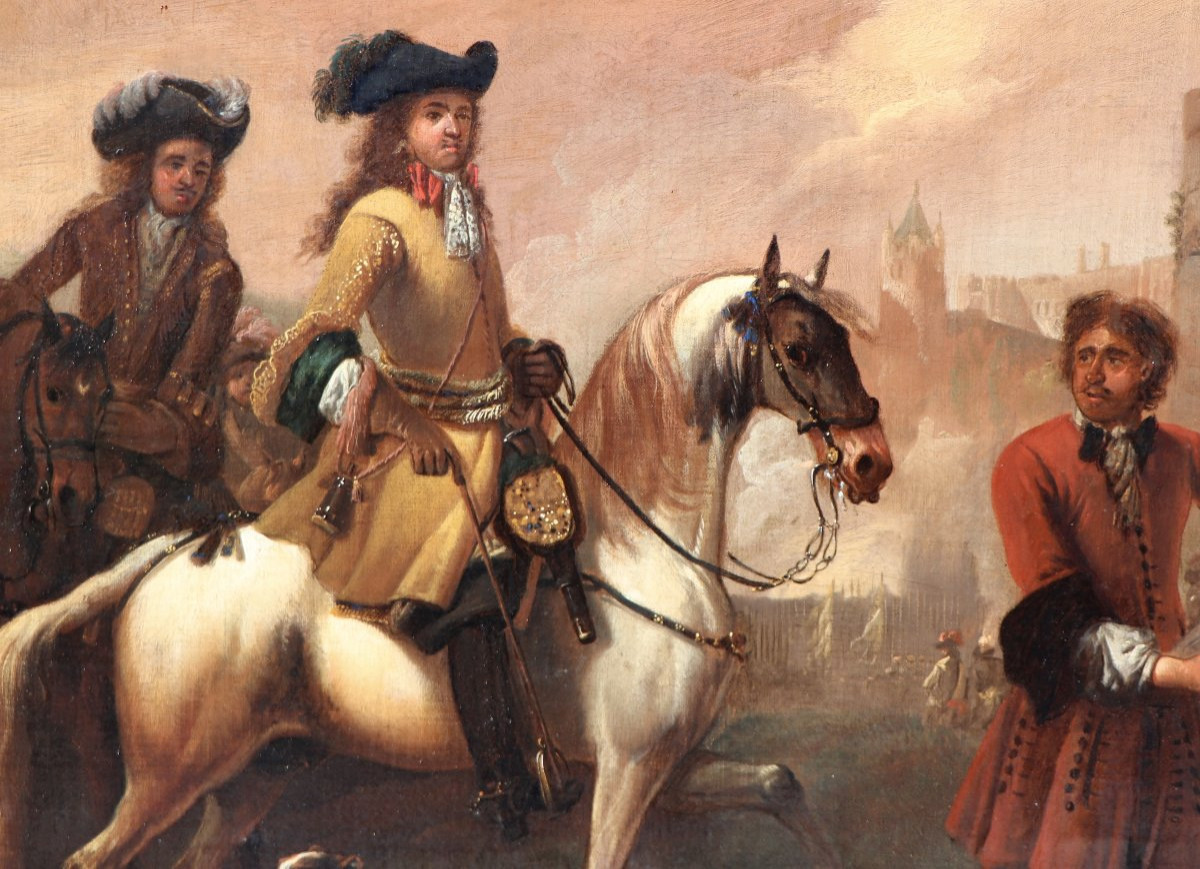 Jan Wyck (1644 - 1702), Two Cavalry Officers Observing The Bombardment Of A Castle-photo-5