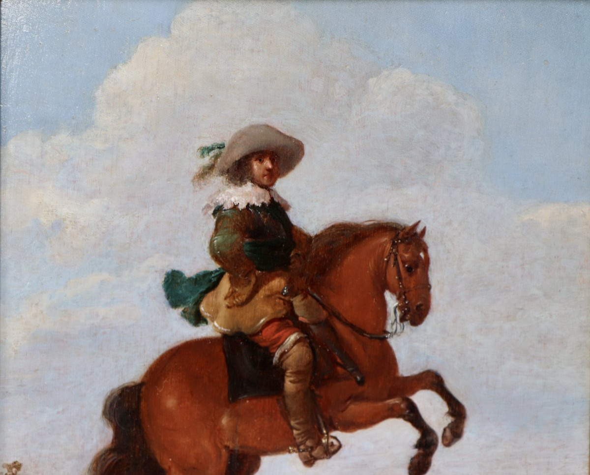 Jan Martsen de Jonge (vers 1609 -après 1647), Portrait d'un jeune cavalier exécutant la levade-photo-2