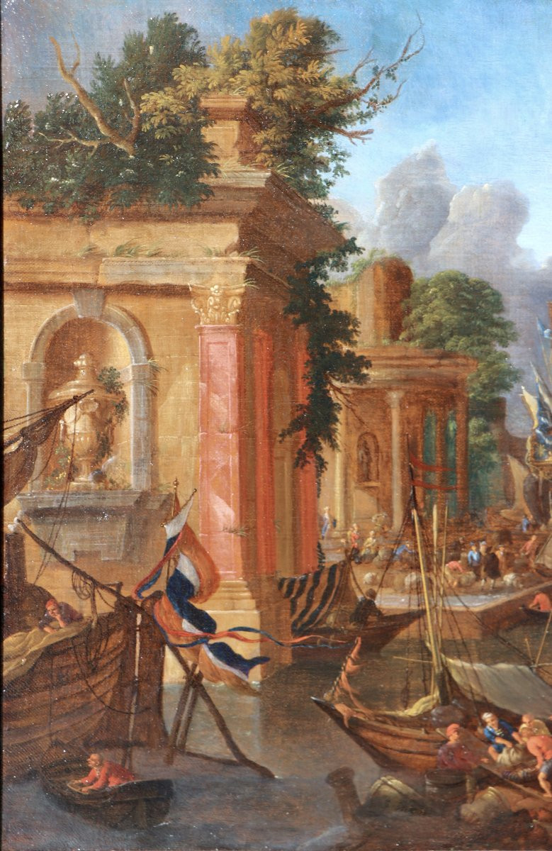 Lucas Smout II (1671 - 1713), Scène de port italianisant -photo-2