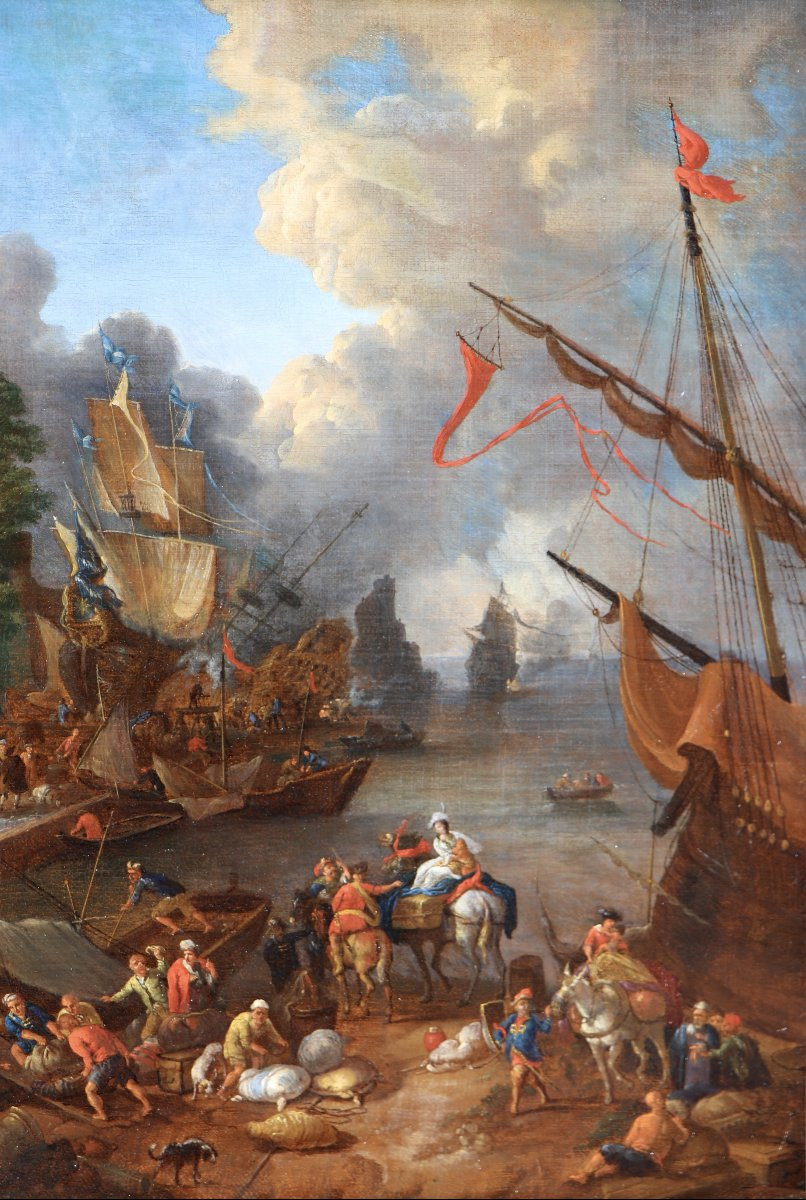Lucas Smout II (1671 - 1713), Scène de port italianisant -photo-4