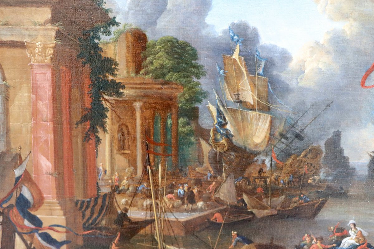 Lucas Smout II (1671 - 1713), Scène de port italianisant -photo-5