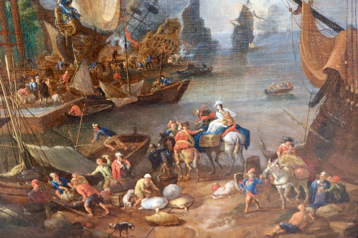 Lucas Smout II (1671 - 1713), Scène de port italianisant -photo-7