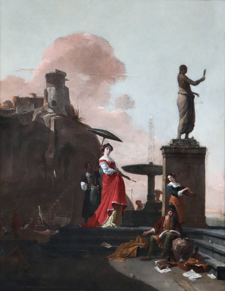 Thomas Wijck (vers 1616 - 1677), Une scène de port italianisant-photo-1