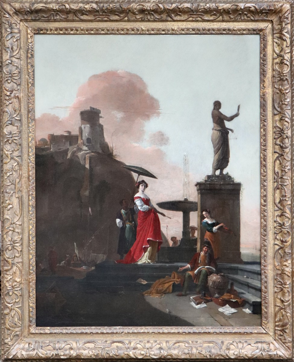 Thomas Wijck (vers 1616 - 1677), Une scène de port italianisant