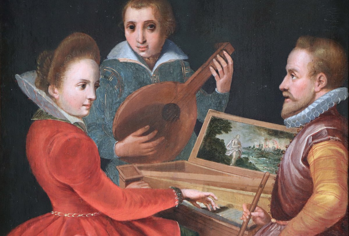 Cercle de Joos van Winghe (vers 1590/1600), Allégories de l'Ouïe et du Goût-photo-3