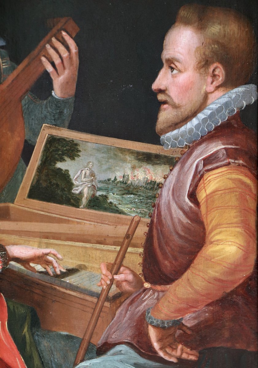 Cercle de Joos van Winghe (vers 1590/1600), Allégories de l'Ouïe et du Goût-photo-4