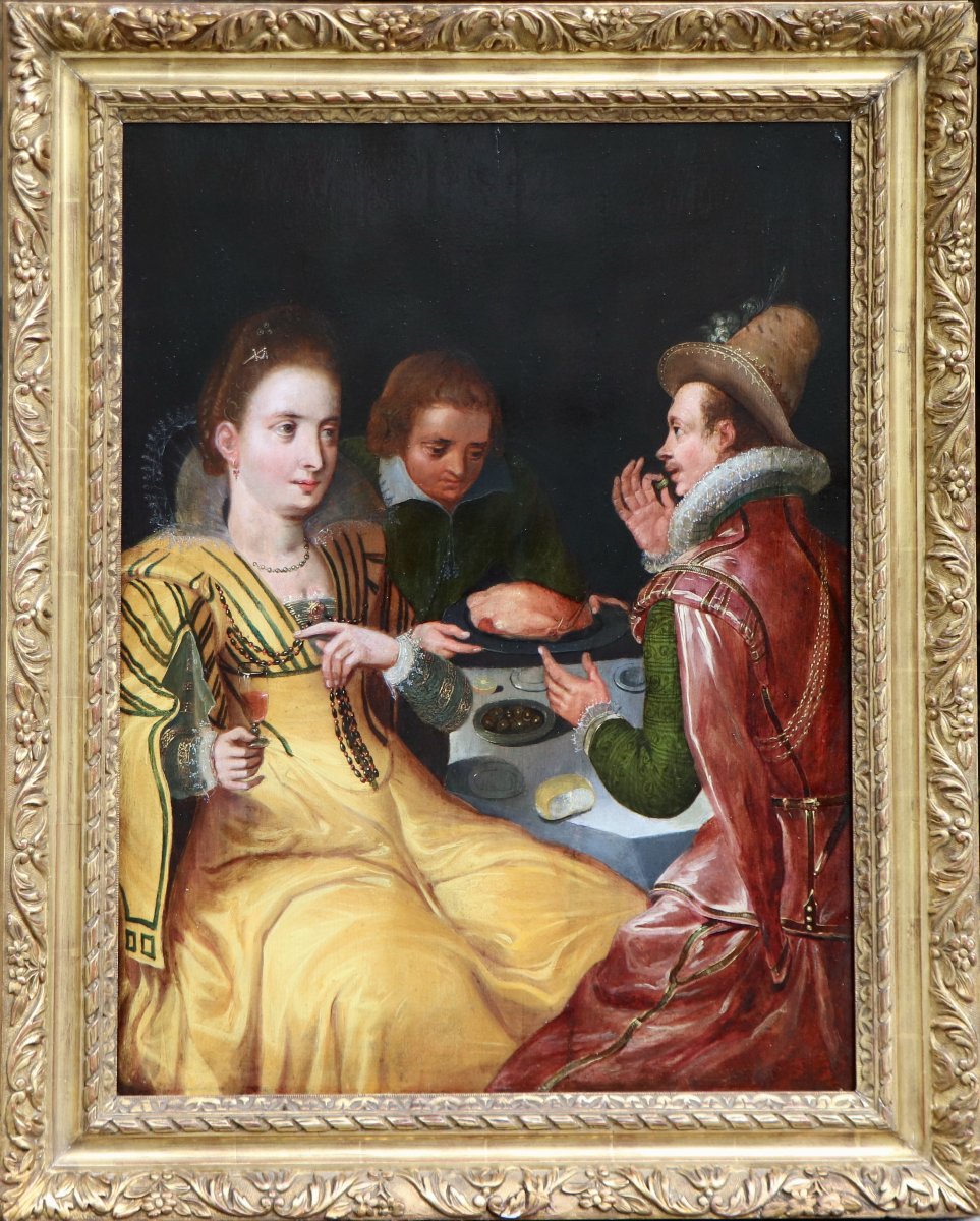 Cercle de Joos van Winghe (vers 1590/1600), Allégories de l'Ouïe et du Goût-photo-1
