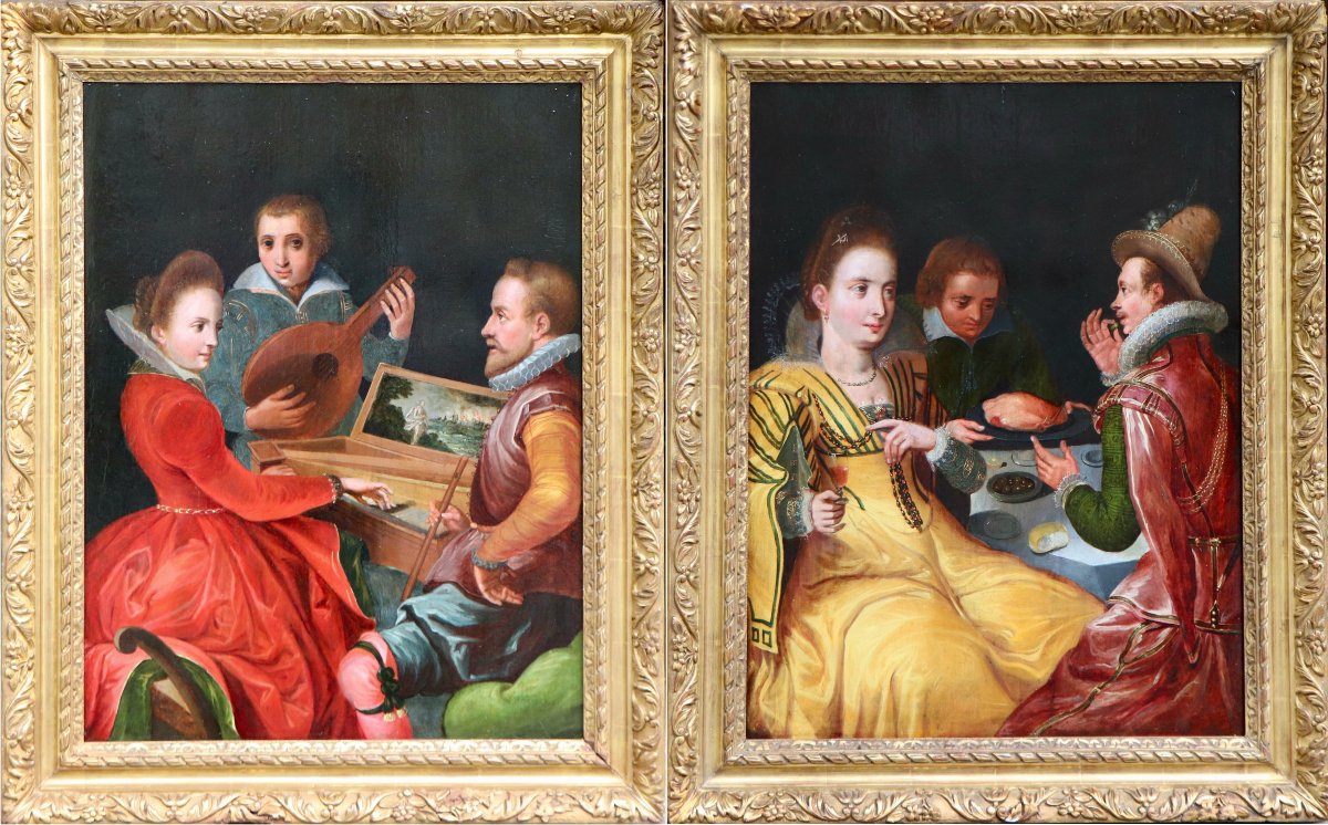Cercle de Joos van Winghe (vers 1590/1600), Allégories de l'Ouïe et du Goût