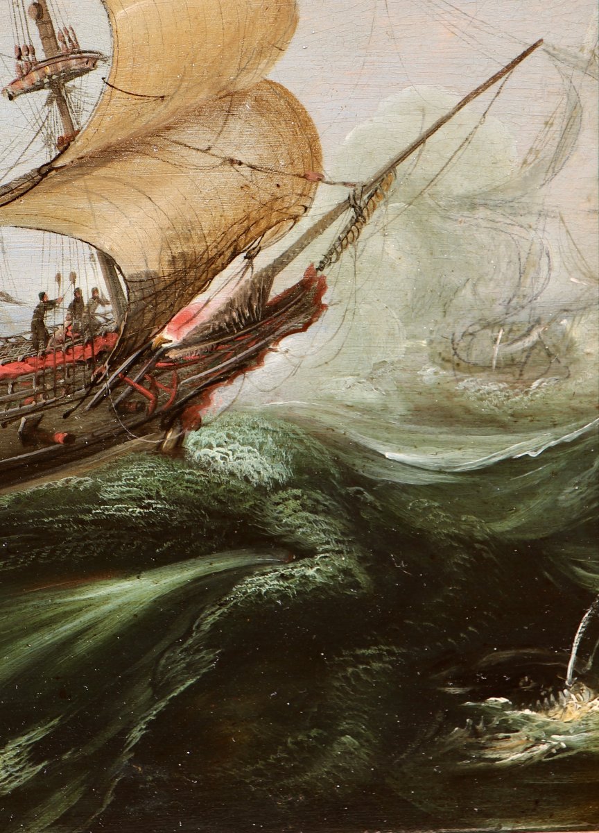 Andries van Eertvelt (1590 - 1652), Un navire hollandais en eaux agitées-photo-4